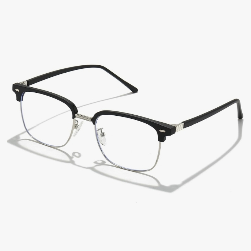 Blue Light Blocking Anti Eyestrain Lens Eyeglasses Semi Rimless Silver - Picture 6 of 6